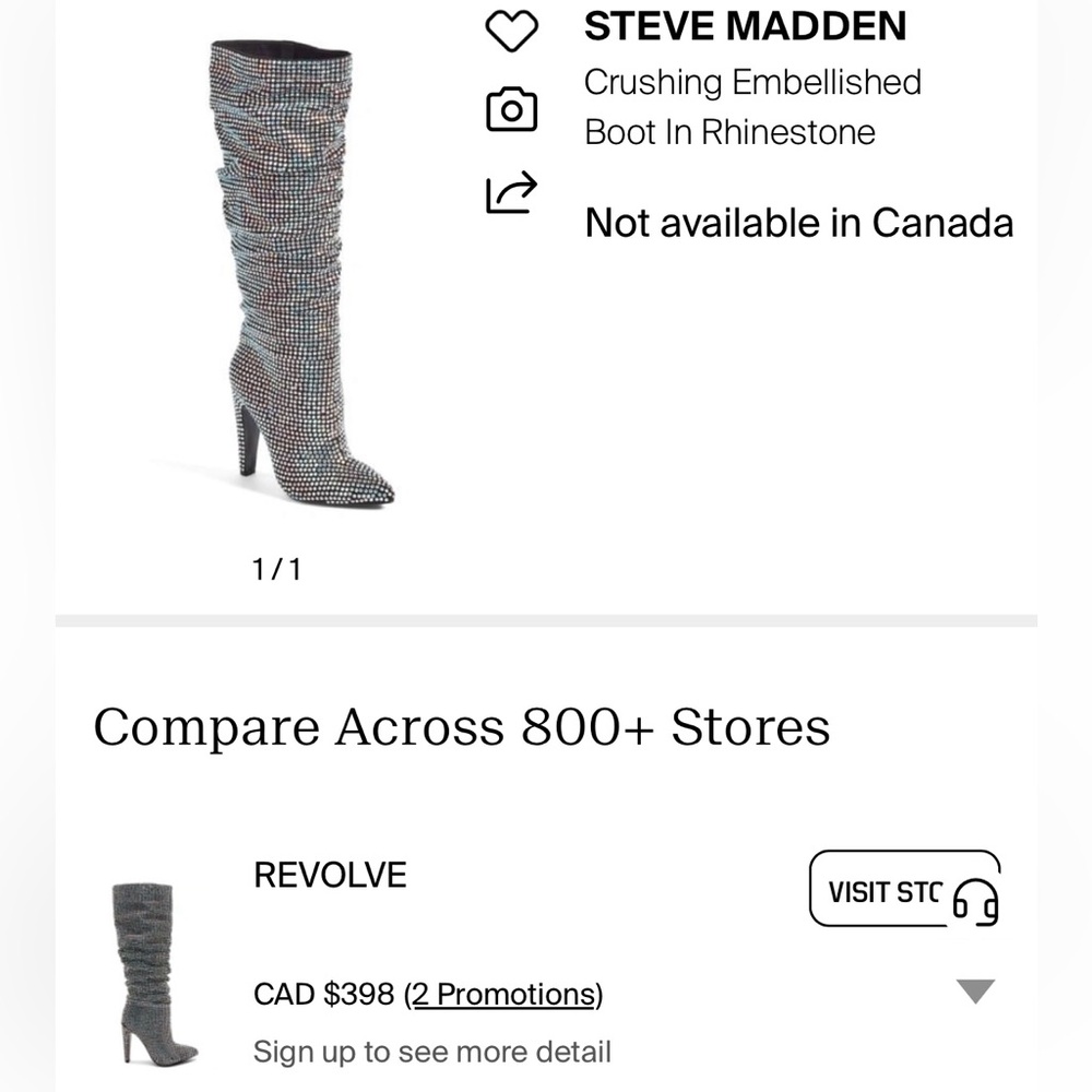 Steve Madden Silver Rhinestone Heeled Boots - Picture 9 of 9